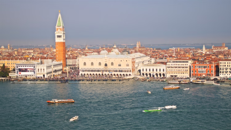 Visit the bell tower of San Giorgio Maggiore for some of the best panoramic views of Venice in Italy, including San Marco, the Doge’s Palace, and the Grand Canal.