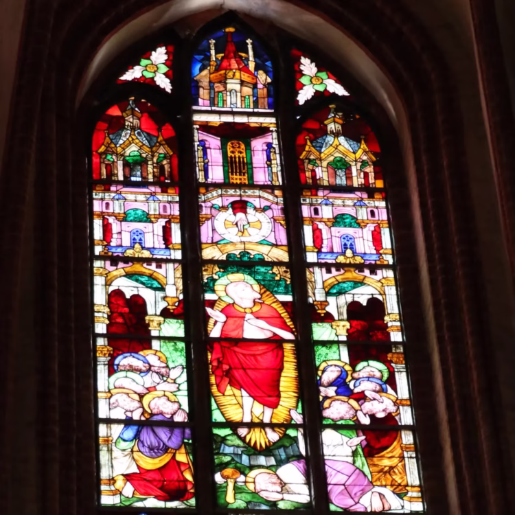 Detail Christ Window in the Choir of the St Nikolaus Dom in Stendal