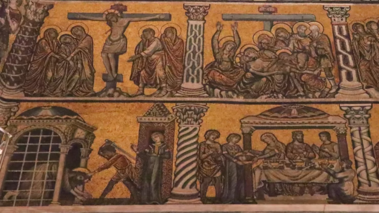 Death of Chris and John the Baptist on the Mosaic on the Baptistry Dome Ceiling in Florence