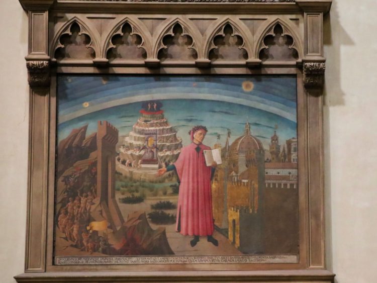 The painting of Dante Before the City of Florence (1465) by Domenico di Michelino