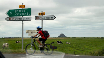Cycling at Mont St Michel