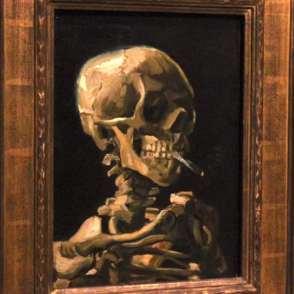 A lesser-known Van Gogh - skeleton smoking.