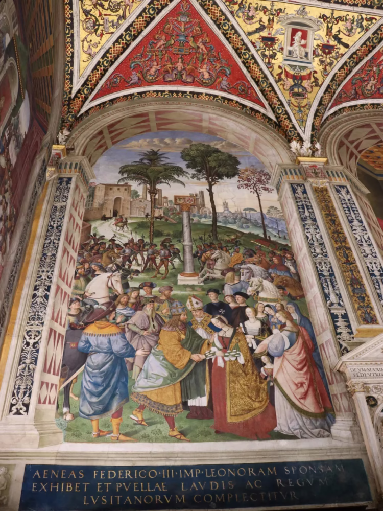 Meeting of Emperor Frederick II and Eleanora Piccolomini Library in Siena Cathedral