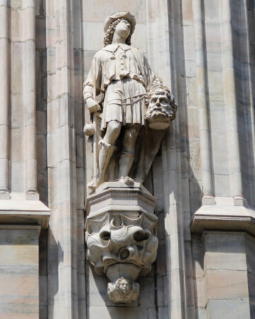 David with the decapitated head of Goliath on Milan Cathedral