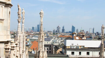 Milan Modern Skyline from Duomo Roof