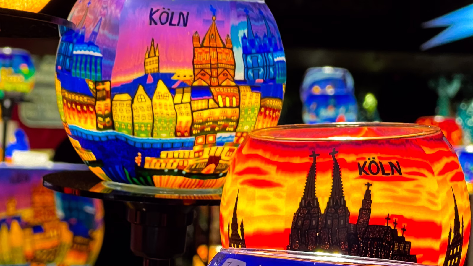 Cologne Christmas Market Glasses teelichter with Köln motives