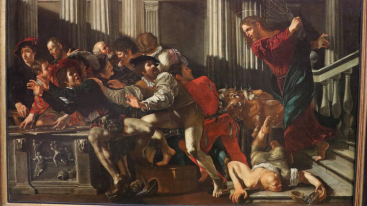 Cecco del Caravaggio (possibly Francesco Boneri) Christ Driving the Money Changers from the Temple