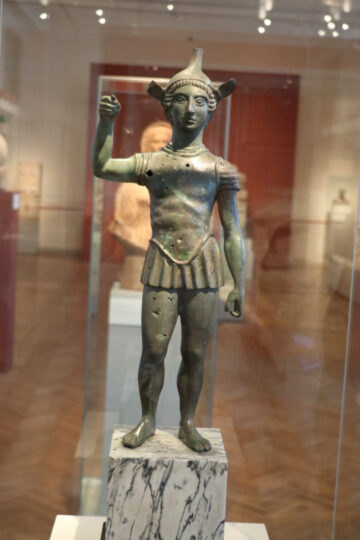Statuette of an Etruscan Warrior on display in the Altes Museum in Berlin