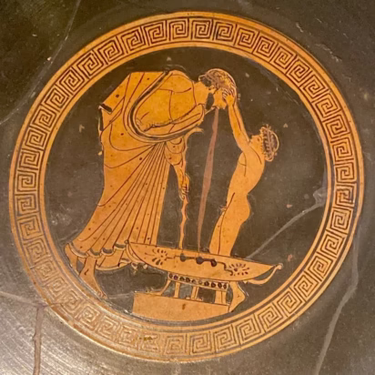 Vomiting after the Symposium on display in the Altes Museum in Berlin