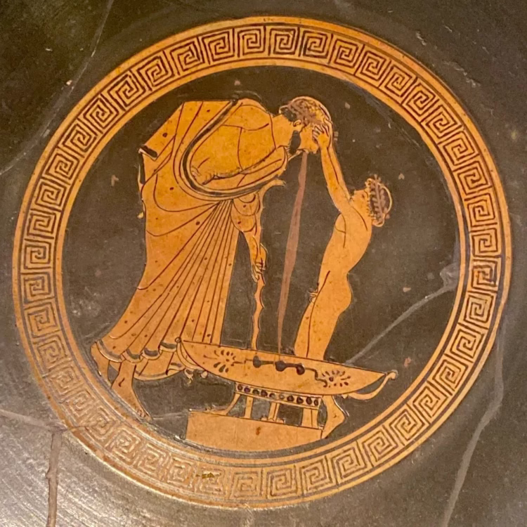 Vomiting after the Symposium on display in the Altes Museum in Berlin