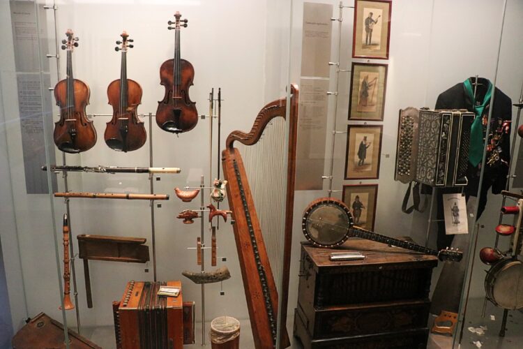 Folk instruments in the Danish Music Museum in Copenhagen