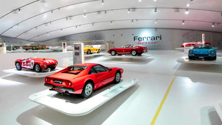 Cars in the Museum Enzo Ferrari in Modena