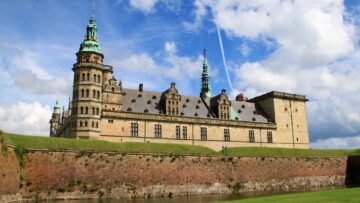 Kronborg Castle in Helsingør (Elsinore) is the famous setting of Shakespeare's Hamlet. It is a popular day-trip destination from Copenhagen.