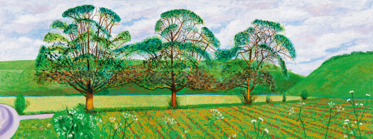 David Hockney, Three Trees near Thixendale, Spring