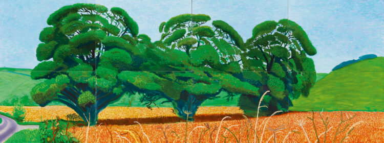 David Hockney, Three Trees near Thixendale, Summer,
