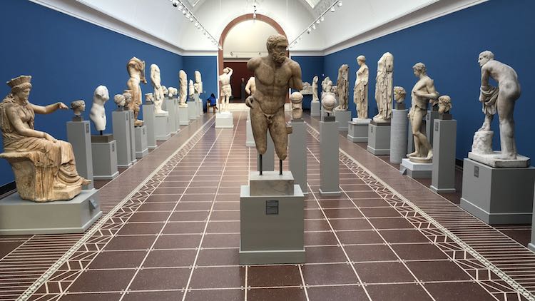 Classical Greek statues in the Ny Carlsberg Glyptotek in Copenhagen – part of the largest collection of antiquities in Northern Europe.