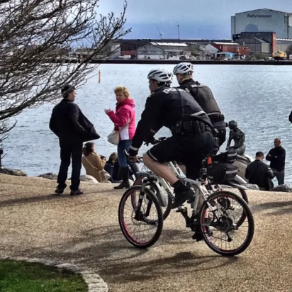 Bicycle police at the Little Mermaid