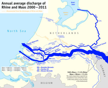 Map of Flow of Rhine in the Netherlands