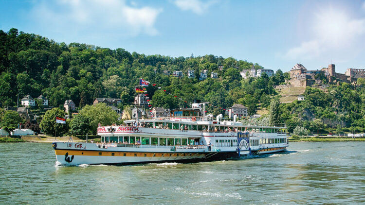 KD Paddle steamer Goethe cruising on the Rhine River in Germany