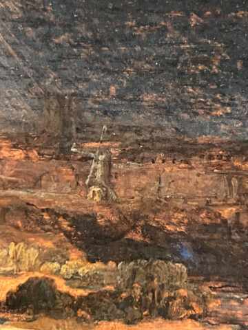 Windmill detail in Rembrandt's Landscape with the Good Samaritan