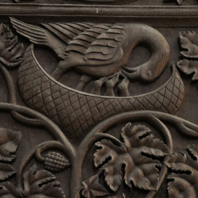 Pelican Medieval Pew-end Carving in the Münster in Bad Doberan