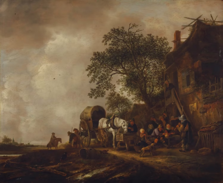 Travelers Halting at an Inn