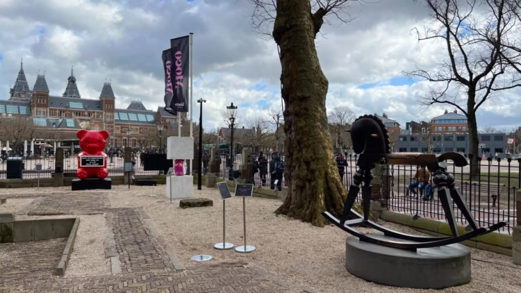 Garden of MOCO Amsterdam Modern and Contemporary Art Museum with Banksy Exhibition