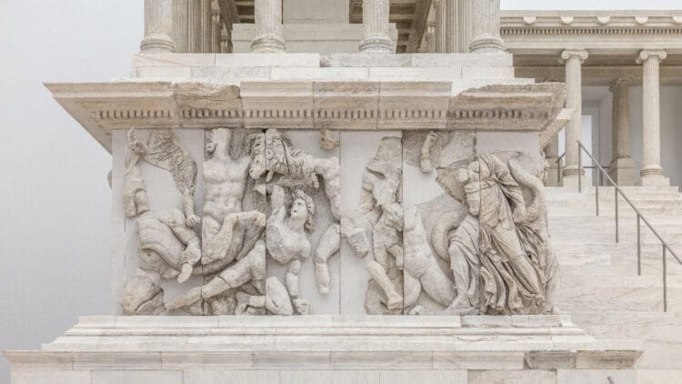 Pergamon Altar lower frieze depicts the Gigantomachy