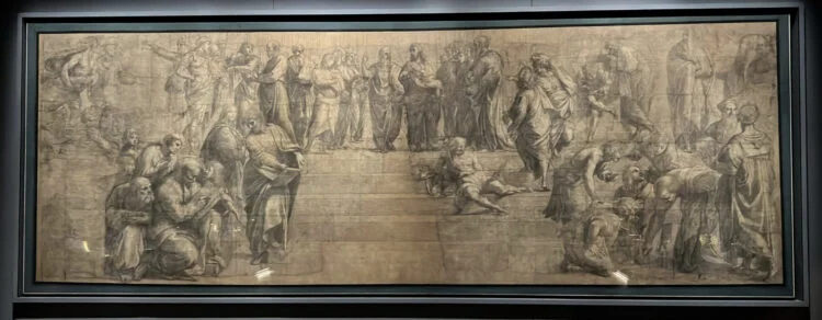 Raphael's Cartoon for the School of Athens on display in the Pinacoteca Ambrosiana in Milan