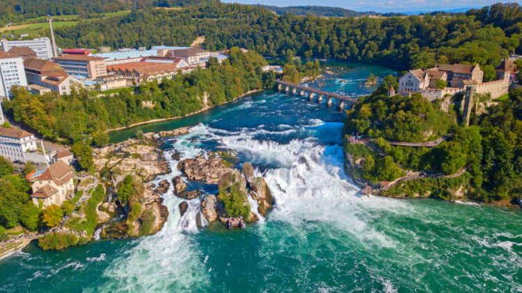 Getting to Europe's largest waterfalls -- the Rheinfall of the Rhine River near Schaffhausen -- is easy by car, or a variety of public transportation options including traveling by boat, bus, or train.