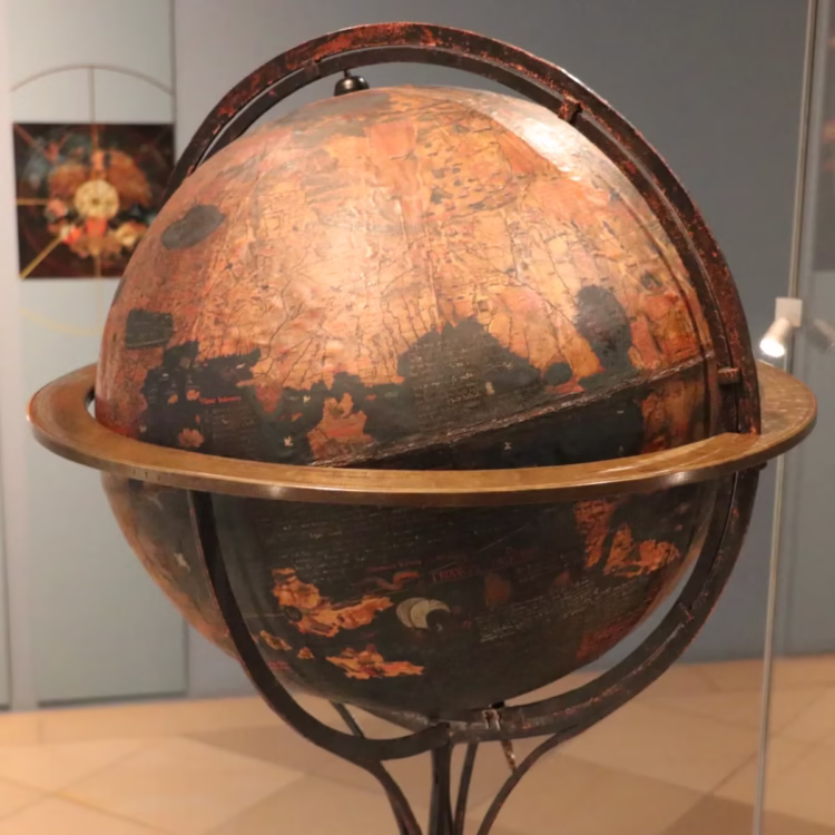 Behaim Globus on display in the Germanische Nationalmuseum (culture, history, and art museum) in Nuremberg (Nürnberg), Germany.