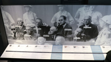 The permanent exhibition of the Nuremberg Trial Memorial is mostly a documentation center with information panels, historic photos, and historic video material.