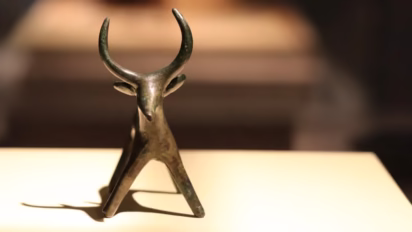 Hallstätter Stier on display in the Germanische Nationalmuseum (culture, history, and art museum) in Nuremberg (Nürnberg), Germany.