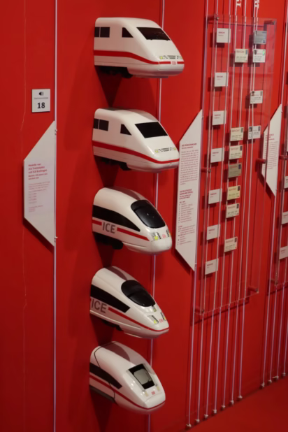 ICE train models on display in the DB Museum (German Railways) in Nuremberg (Nürnberg), Germany.