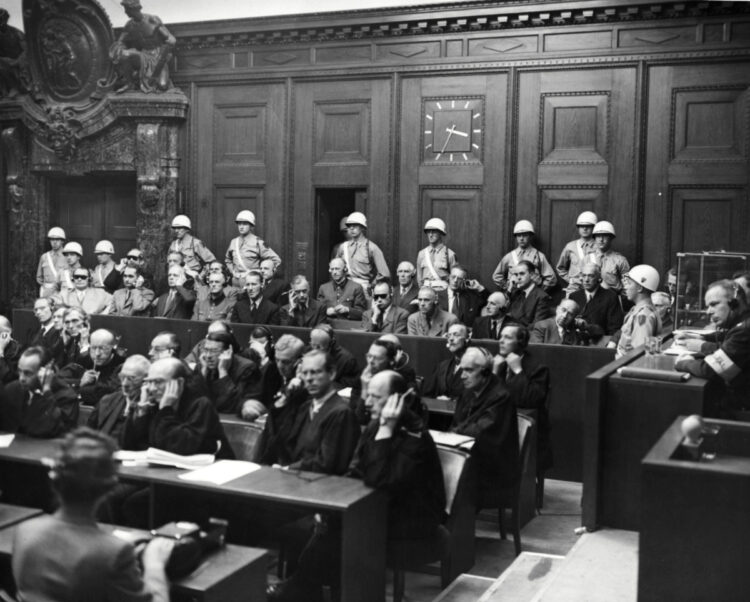 The defendants of the Trial against Major War Criminals in Nuremberg.