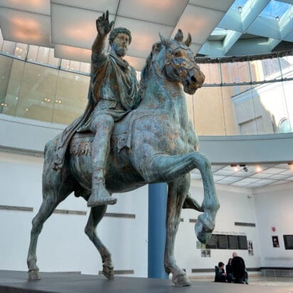 Bronze Equestrian Sculpture of Marcus Aurelius in the Capitoline Museums in Rome