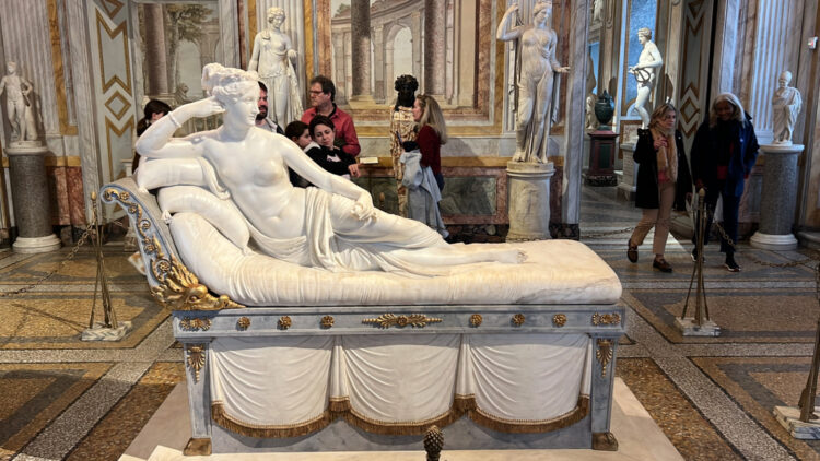Canova's Pauline Borghese as Venus in the Borghese Gallery in Rome