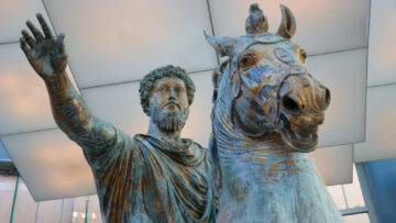 Equestrian Bronze Sculpture of Marcus Aurelius in the Capitoline Museums in Rome