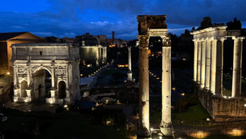 Night view of the Roman Forum from the Tabularium Gallery