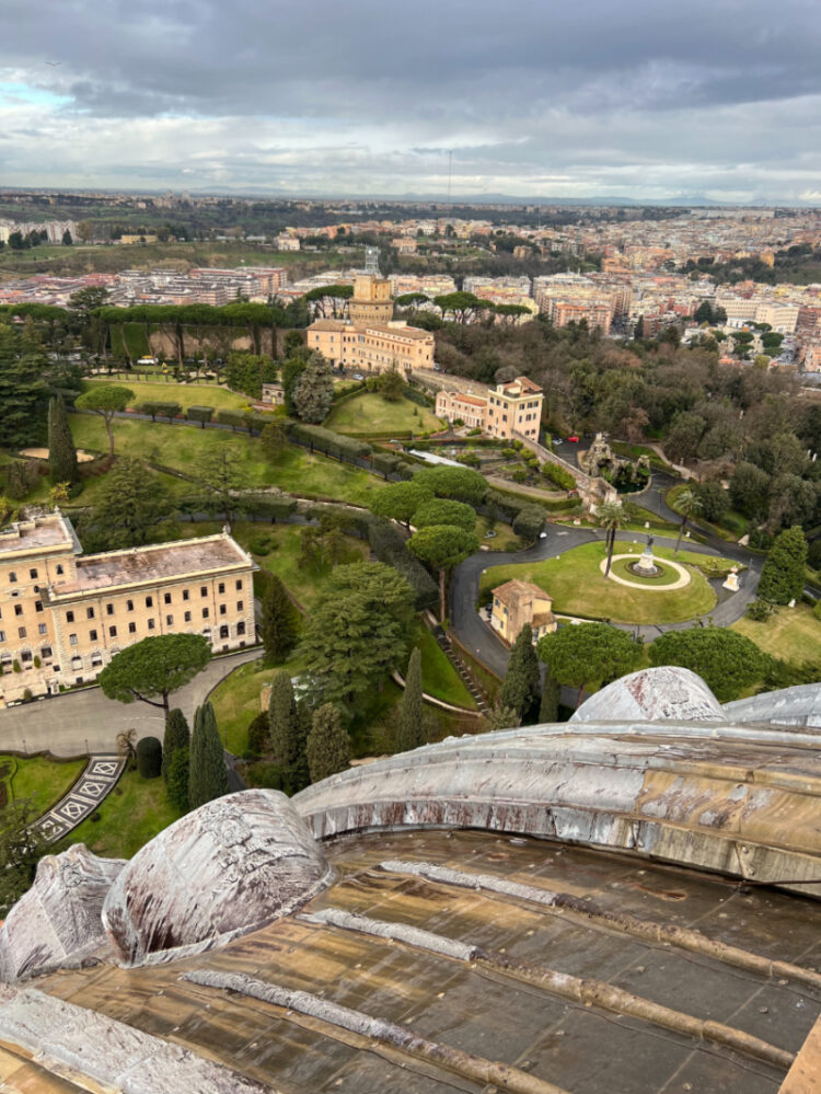 Vatican City Gardens viewed from the dome of St Peter’s Basilica