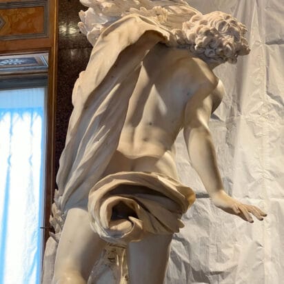 Apollo and Daphne (1622–1625) sculpture by Bernini in the Borghese Gallery in Rome rolling cape detail