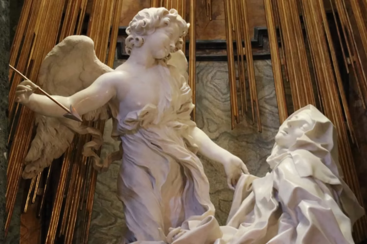 Bernini's daring Ecstasy of Saint Teresa in the Santa Maria della Vittoria Church in Rome is one of the best Baroque marble sculptures ever.