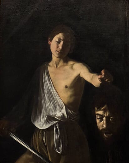 David with the Head of Goliath (1609-10) was one of Caravaggio's last works, now in the Borghese Gallery in Rome