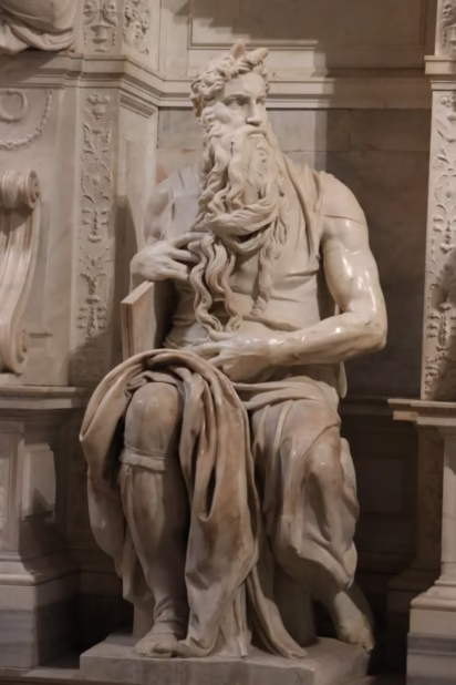 The marble Moses (Mosรจ di Michelangelo)in the St Peter in Chains church in Rome