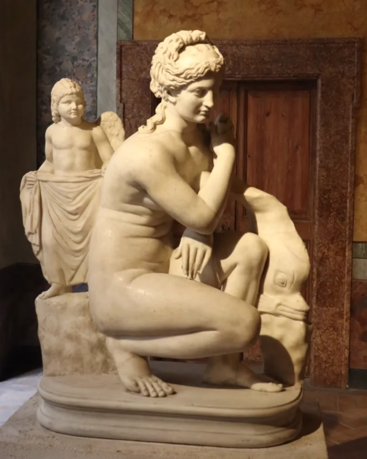 Aphrodite in a Crouching Position with a Dolphin