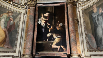 Visit Sant'Agostino to see art by Caravaggio (Madonna of Loreto), Raphael, Guercino, and the Sansovinos for free in a Renaissance church near the Pantheon in Rome.