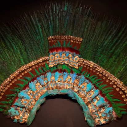 The Penacho de Moctezuma -- the only remaining pre-Columbian Aztec feather headdress from Mexico in the world -- is the most famous item in the Weltmuseum Wien (World Museum of Ethnology in Vienna).