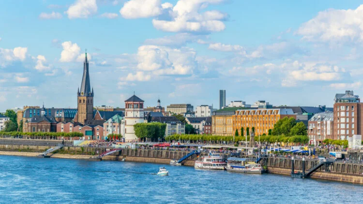 Cruises on the Rhine River are popular from Düsseldorf's old town center