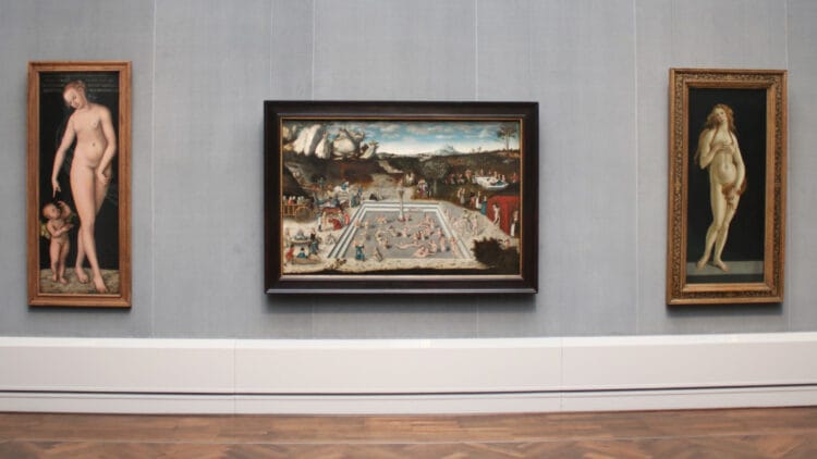 A rare treat -- Botticelli's Venus on a temporary visit to the Cranach room in the Gemäldegalerie in Berlin.