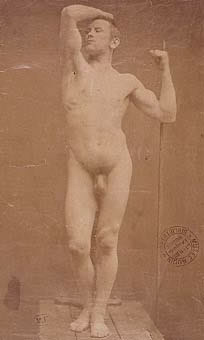 Photo of Auguste Neyt rear model for Rodin's The Age of Bronze
